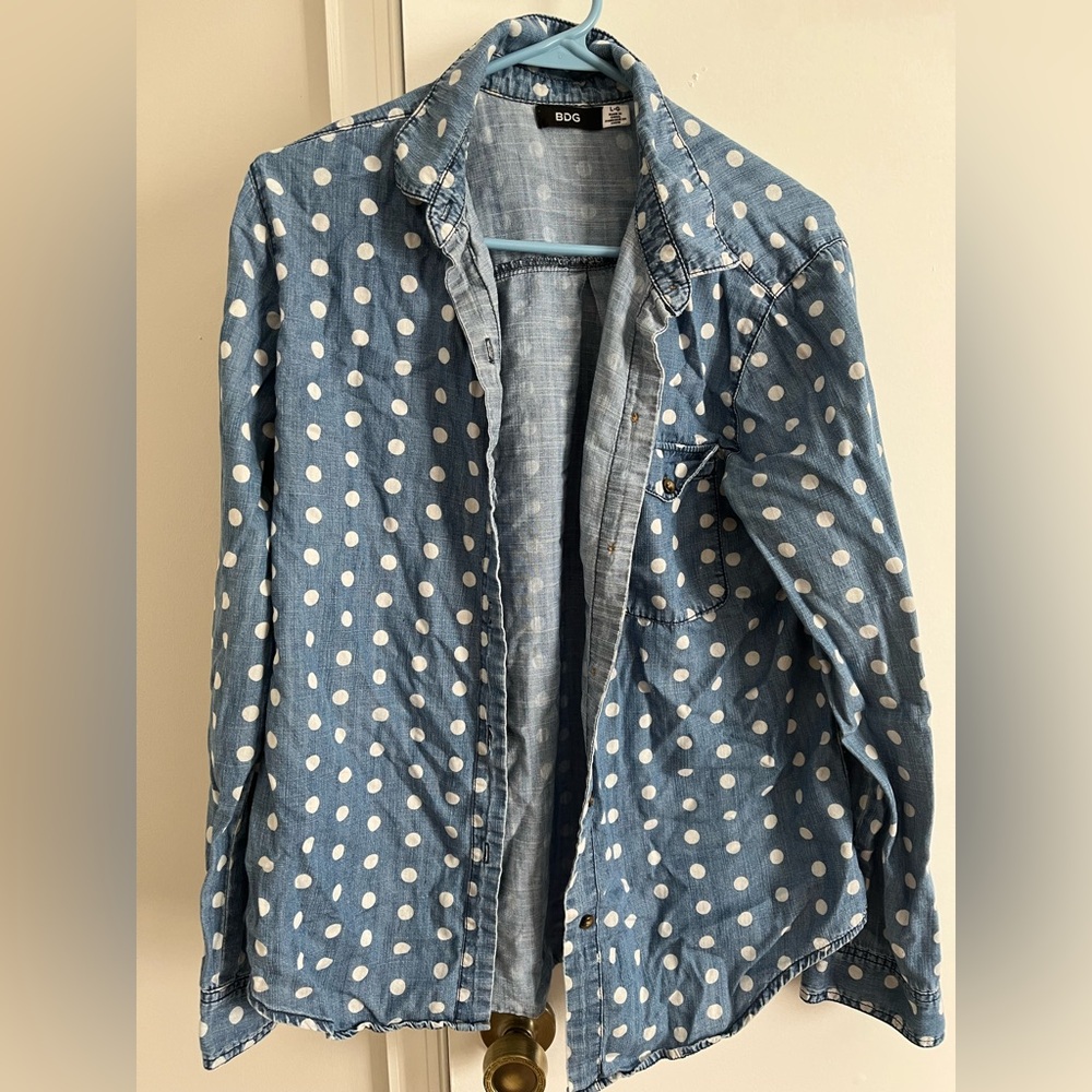 BDG polka dot button down